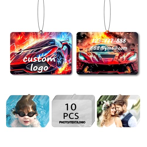 10-100Pcs Custom Logo Air Freshener for Car Bulk,Wholesale Personalized Double-Sided Car Air Fresheners with Photo Text Logo (10 Horizontal Rectangle) - color: 10 Pcs - Horizontal Rectangle