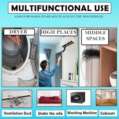 2-Pack Dryer Vent Cleaner Kit - Long Flexible Dryer Lint Brush & Refrigerator Coil Cleaner - Multi-Use Radiator Brush & Lint Trap Cleaning Tool for Fire Prevention - size: 2 half brush