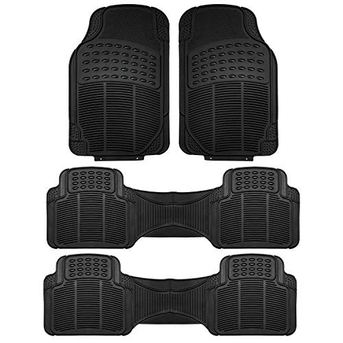 FH Group Car Floor Mats - Heavy-Duty Rubber Floor Mats for Cars, Universal Fit 3 Rows Full Set, Trimmable Automotive Floor Mats, ClimaProof Floor Mats, Floor Mats For SUVs, Truck Floor Mats Black - color: Black, style: 3 Row Set