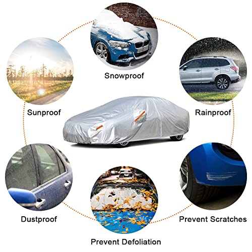 Kayme Car Covers for Automobiles Waterproof All Weather with Zipper Sun Uv Rain Protection Mirror Pocket Fit Nissan, Audi A3 Sedan, Acura Integra/Rsx, Hyundai Accent etc.(Up to 177 Inch) 3M - size: C7 For Sedan-Length ( Up to 177 inch )