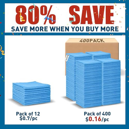 TEAWOO Blue Microfiber Towels Bulk-400 Pack, Cleaning Cloths Bulk, Microfiber Towels for Cars, Cleaning Rags Blue (12x12 inches) - color: Blue, size: 400 Pack