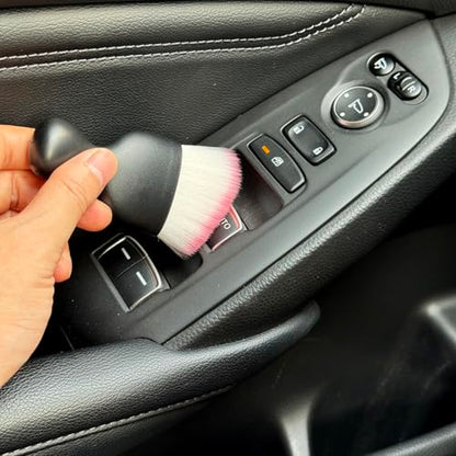 Car Detailing Brush, Soft Bristle Cleaning Brush, Scratch-Free Auto Duster Tool for Dashboard, Air Vents, Leather & Interior Cleaning (Black&Pink) - color: Black&Pink