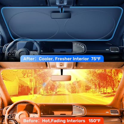 2025 Upgraded Zanch Car Front Windshield Sun Shade - Ultimate UV Protection & Heat Reduction|Innovative No Light Leakage Technology|Foldable Design for Van,Truck 2XLarge(75'' x 37'') - size: 2xl-van/Truck/Mpv