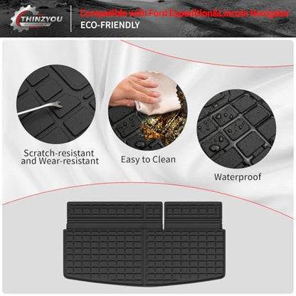 Cargo Mat Compatible with 2018-2024 Ford Expedition Lincoln Navigator (Not for Max or L Models) Cargo Liner Trunk Liner 2023 Expedition 7&8 Seats Accessories (Trunk Mat+Backrest Mats) - style: For Ford Expedition | 2018-2024