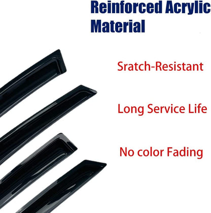 194040 Side Wind Vent Deflector, 4pcs in Channel Dark Smoke Rain Guards Set, Window Visors fit for 2007-2013 Chevy Silverado/GMC Sierra 1500,2007-2014 2500HD/3500HD with Extended Cab - size: 07-13 Double/Extend Cab（In Channel)