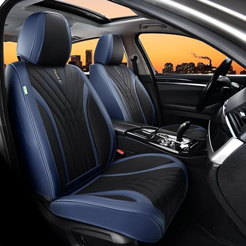 FLORICH Front Seat Covers Seat Covers, Waterproof Seat Cover for Cars, Luxury Leatherette Balck and Blue Car Seat Cushion, Automotive Seat Protector for Sedan SUV Pick-up Truck - color: Blue-Black, size: Front