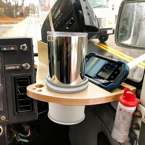 Car Cup Holder Tray for USPS/LLV Mail Carriers, Wooden Organizer with Scanner Slot, Pen Holder, Drink Holder, Postal Vehicle Accessory