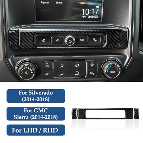 Car Radio Sticker Carbon Fiber Decal Cover Interior Trim for Chevrolet Silverado/GMC Sierra 1500 2500HD 3500HD 2014-2018 Accessories - color: Radio
