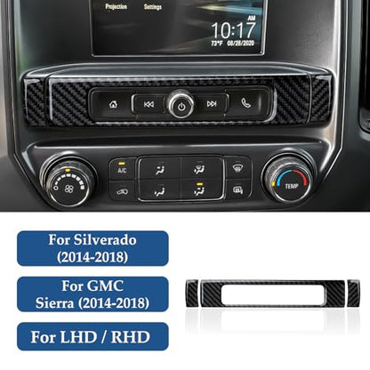Car Radio Sticker Carbon Fiber Decal Cover Interior Trim for Chevrolet Silverado/GMC Sierra 1500 2500HD 3500HD 2014-2018 Accessories - color: Radio