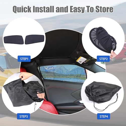 Car Side Window Shades for Corvette C8 2020-2024 Sun Shade Heat Insulation Strong-Light Blocking&UV Protection Privacy Essential Interior for Baby,Car Camping and Napping Curtains (2PCS)