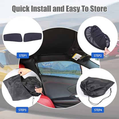 Car Side Window Shades for Corvette C8 2020-2024 Sun Shade Heat Insulation Strong-Light Blocking&UV Protection Privacy Essential Interior for Baby,Car Camping and Napping Curtains (2PCS)