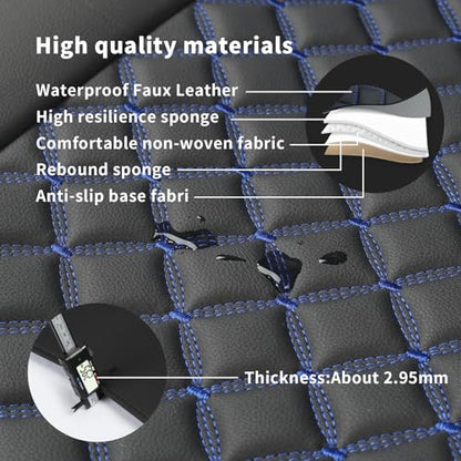 2pcs Car Seat Covers,Leather Water Proof Material No Slip Soft Car Seat Protector Side not Wrapped,for Car with Airbags,Seat Covers Universal for Most Automotive,Suvs,Vans,Trucks (Black-Blue) - color: Black-Blue