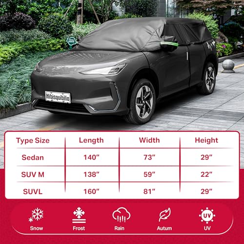 UV Resistant Winter Windshield Cover with Reflective Straps – Breathable Hail Cover - Windproof & Dustproof | 6-Layers Waterproof Sedan Car Cover for All Weathers for Sedan & Trucks