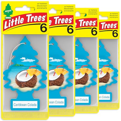 LITTLE TREES Car Air Freshener | Hanging Tree Provides Long Lasting Scent for Auto and Home | 24 Air Fresheners |Caribbean Colada - color: Caribbean Colada
