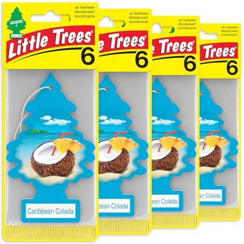 LITTLE TREES Car Air Freshener | Hanging Tree Provides Long Lasting Scent for Auto and Home | 24 Air Fresheners |Caribbean Colada - color: Caribbean Colada