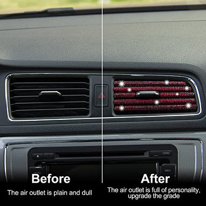 LivTee Bling Car Air Vent Outlet Moulding Trim, 10PCS Rhinestone PVC Diamond Car Interior Accessories, Red - color: Bling Red