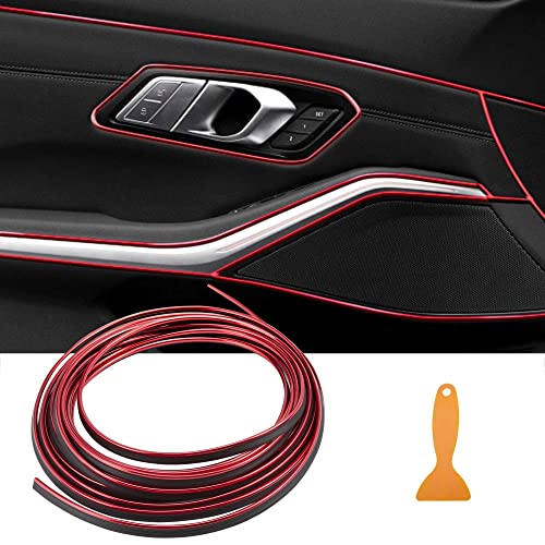 TOMALL Car Interior Moulding Strip Car Decorative Filler Insert Strips 5M(16ft) Flexible Electroplating Decoration Styling Dashboard Accessories with Installing Tool (Red) - color: Car Trim Strip 5M-Red