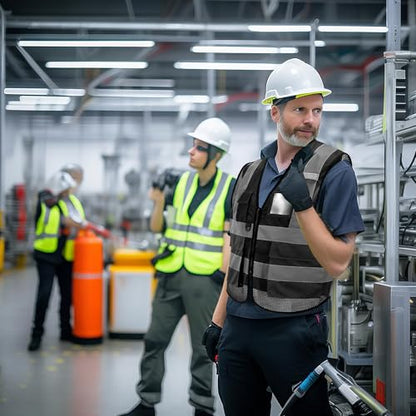 High Vis Safety Vest Reflective Strips, Multi-Pocket Design, Available in Yellow,Orange,black,Pink,blue,Red,purple - color: Black, size: 6XL-8XL