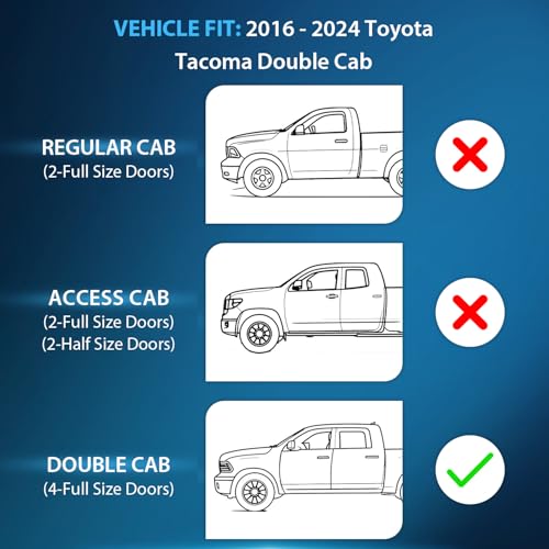 Nilight Durable Rain Guards for Toyota Tacoma Double Cab 2016 2017 2018 2019 2020 2021 2022 2023 Window Deflectors, Vent Window Visors, 4 Pieces - color: SMOKE