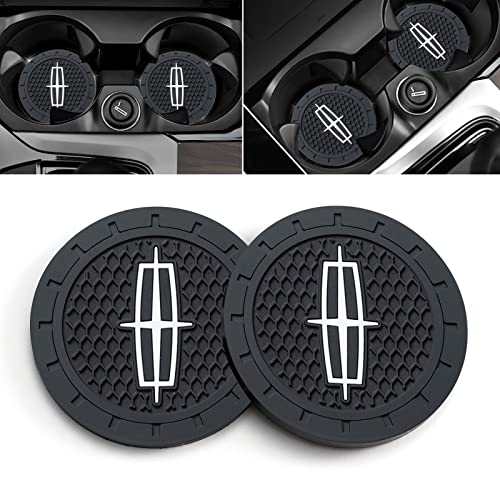 Car Cup Holder Coaster for Lincoln Recessed Silicone Cupholder Coaster Interior Accessories 2.75in 2Pack - color: Black-11