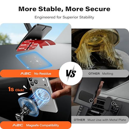 APPS2Car for Magsafe Car Mount, Dual-Axis Adjustable Magnetic Phone Holder for Car with Large 3.15" x 3.15" Adhesive Base, Fit Most Flat & Micro-Curved Dashboard, Compatible for iPhone 12-17 Series
