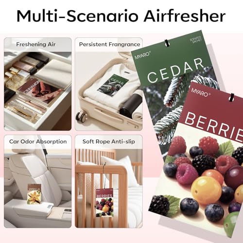 MYARO 20 Packs Cedar Cinnamon Vanilla Berries Potpourri Bag Scent Sachet for Closet Drawer Room Car Home Air Freshener Shoe Odor Elimination - color: Cedar Cinnamon Vanilla Berries