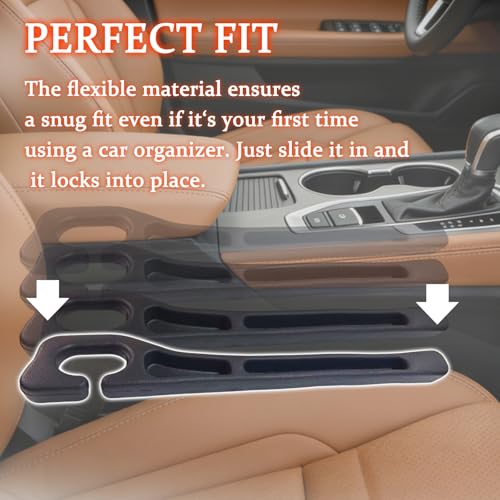 Car Seat Gap Filler Organizer Compatible with All Toyota RAV4 Accessories | Seat Gap Plug Blocker with Storage Slot | Car Screen Cleaning Cloth