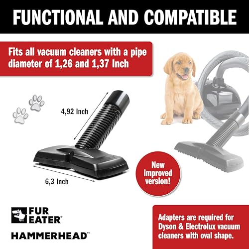 Vacuum Cleaner Brush Attachment for Removing Pet Hair (2.0 Improved Version) Cats & Dogs Lint Remover for Furniture, Carpets, Car Detailing, Universal Fit with Adapter 1 1/4 and 1 3/8 inches - color: Newer Model