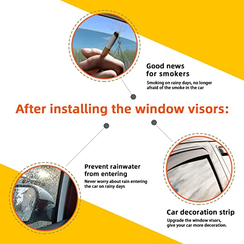 Window Visor Rain Guards Compatible with 2016-2022 Tacoma Double/Crew Cab with 4 Full Size Doors Tape-On(No-Drill Smoke Wind Deflectors Vent Visors for Trucks - size: for 2016-2022 Tacoma Double/Crew Cab