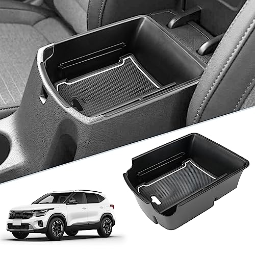 SKTU for 2021-2024 2025 2026 Kia Seltos Center Console Organizer 2024 2025 2026 Seltos Accessories Insert ABS Materials Tray 2025 Seltos Armrest Box Glove Secondary Storage Box with Coin and USB Hole - color: for 2021-2026 Seltos