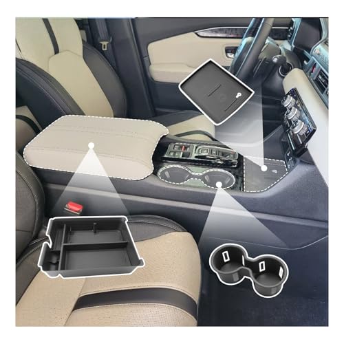 SXCY 3PCS for 2026 Honda Passport Center Console Organizer for 2026 Honda Passport Accessories [Armrest Console Tray+Cupholder+Wireless Charging Mat] 2026+ Passport Console Tray Armrest Insert Box - color: 2026 Passport [Console Tray+Cupholder+Mat]