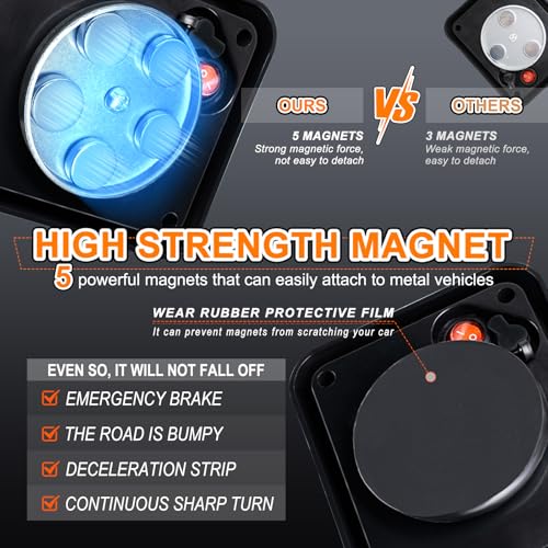 2PCS Battery Operated Led Strobe Light, Magnetic Wireless LED Rechargeable Strobe Light for Trucks Car Surface Mount Beacon Warning Emergency Flashing Light for Vehicles Trucks Tow (White) - color: White