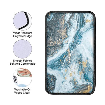 Dreaweet Blue Marble Print Armrest Cover for Car Truck,Soft Comfortable Car Center Armrest Cover Universal Center Console Cover Replacement - color: Blue Marble Print