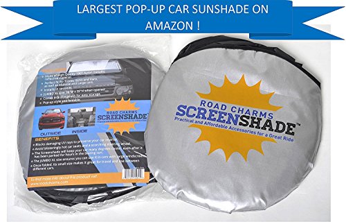 Windshield Sun Shade - Jumbo XL (70 x 35 inches) Car Window Shade - Easy to Use Folding Shade Nylon UV Protector - Keeps Car Cool - Pop-Up Style - Great Fit for Vans, SUVs and Trucks
