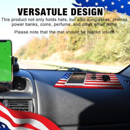 2PCS Cowboy Hat Dashboard Holder Mat – Anti-Slip Hat Shape Protector for Truck & Pickup SUV Dash – Heat-Resistant Mat for Car, Secures Hats and Items on The Road