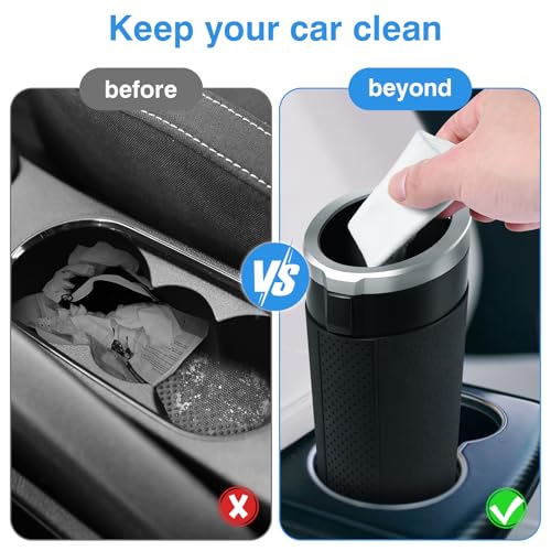 Car Trash Can Bin with Lid, Mini Leakproof Garbage Can for Vehicle, Cup Holder Trash Can, Small Trash Bin for Cars, Home, Bedroom, Office(Silver 01) - color: Silver 01