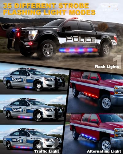 LUMENIX 2PCS 70 Inch Emergency Strobe Lights Strip LED Running Board Flexible Lights Bar Flashing Warning Hazard Safety Side Light for Law Enforcement Vehicles Trucks Pickups Police Cop Car- Red Blue - color: Red Blue