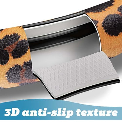 Universal Leather Leopard Cheetah Steering Wheel Cover Women 14.5-15 inch Leopard car Accessories Western Anime Brown Cute Wheel Cover Hip Hop Anti-Slip Car Protecter for Men - color: Leopard Print