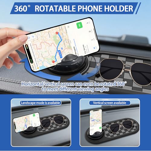 Multifunction Car Anti-Slip Mat Auto Phone Holder, Rotatable Car Anti Slip Mat Phone Holder with Temporary Parking Number, Universal Dashboard Sticky Pad for Glasses Keys (Black) - color: black