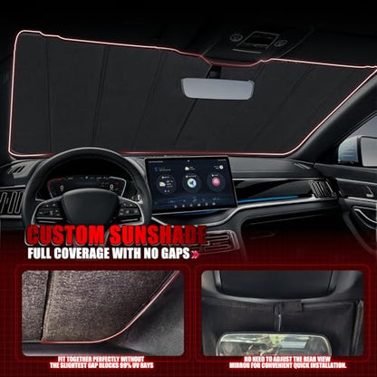Windshield Sun Shade for Silverado/Sierra 1500 2019-2026, Silverado/Sierra 2500HD 3500HD 2020-2026, Accordion Folding Design Blocks Heat & UV Rays Maintain Cool Interior and Save Space - size: Silverado/Sierra 1500 2500HD 3500HD 2019-2026