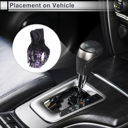 1 Pc Universal Gear Shift Knob Cover Automotive Manual Stick Shifting Handle Protector Flower Hoodie Style Black,Purple Polyester