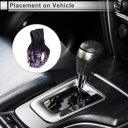1 Pc Universal Gear Shift Knob Cover Automotive Manual Stick Shifting Handle Protector Flower Hoodie Style Black,Purple Polyester