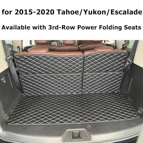 Cargo Mat for 2015-2020 Chevrolet Tahoe/GMC Yukon/Cadillac Escalade (Available with 3rd-Row Power Folding Seats) Trunk Mat and Rear Backrest Mat Cargo Liners All Weather Anti-Slip