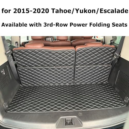 Cargo Mat for 2015-2020 Chevrolet Tahoe/GMC Yukon/Cadillac Escalade (Available with 3rd-Row Power Folding Seats) Trunk Mat and Rear Backrest Mat Cargo Liners All Weather Anti-Slip