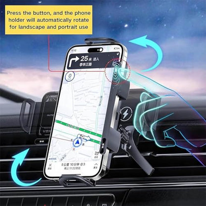 2024 High Intelligent Mobile Phone/Pad Holder, 2 in 1 Auto Rotating Phone Holder (Black) - color: Black