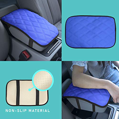 FH Group Faux Leather Diamond Pattern Center Console Armrest Cushion, Luxury Seat Box Cover Protector fits Most Cars, SUVs, and Trucks Blue - color: Blue, style: Console Cover (Diamond)