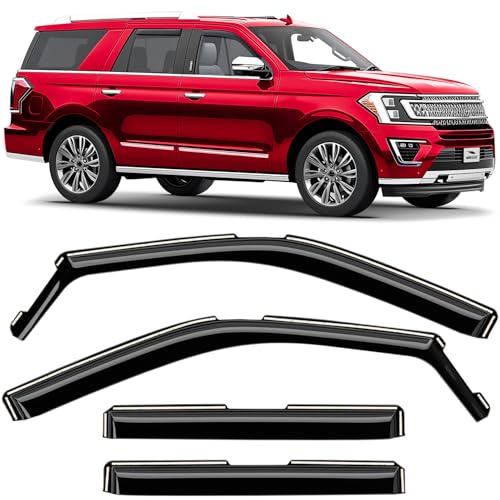 Voron Glass in-Channel Extra Durable Rain Guards for Ford Expedition 2018-2024, Window Deflectors, Vent Window Visors, 4 Pieces - 220248 - color: For Expedition 18-24