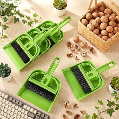 Thenshop 24 Pack Small Dustpan and Brush Set Small Hand Broom and Dustpan Bulk, Compact Cleaning Kit for Desk Keyboard Tabletop Countertop Car Pet Messes Indoor Outdoor Floor Cleaning, Candy Green