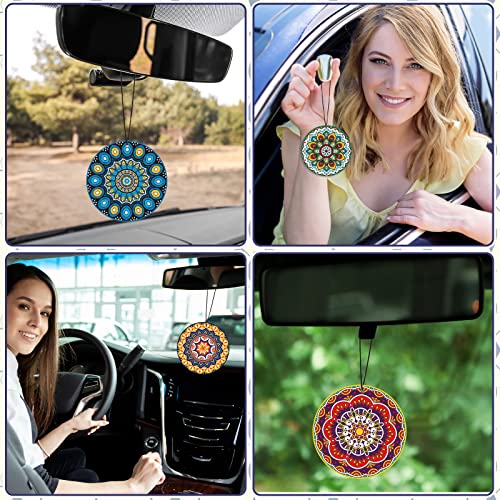 12 Pieces Mandala Car Air Fresheners, Hanging Hippie Car Accessories, Boho Style Automotive Air Fresheners Long Lasting for Women Men Auto Interior Decoration