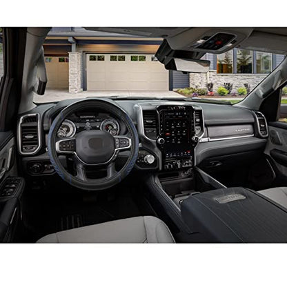West Llama Customized Auto Car Steering Wheel Cover for Dodge RAM 1500 2500 3500, 15.5-16 inch (Diamond Quilted-Black+Blue-Large Size) - color: B-Black+Blue, size: Large Size (15 ½''-16'')